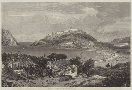 Port and Town of St Sebastian, Spain (engraving)