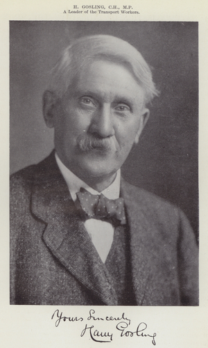 H Gosling, CH, MP, a Leader of the Transport Workers (b/w photo)