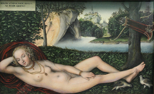 Nymph at the source, after 1537 (oil on oak wood)