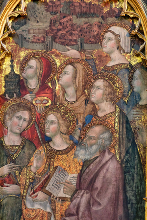 Various Saints adoring the Madonna, Triptych of the Assumption, 1401 (oil on panel)