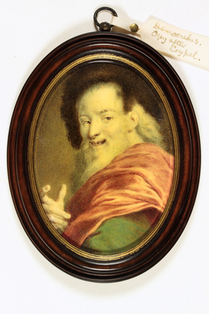 Democritus: an old man laughing (enamel)