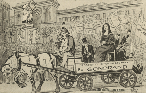 Theft of the Mona Lisa: arrival of La Gioconda in Milan, Italy, 1913 (litho)