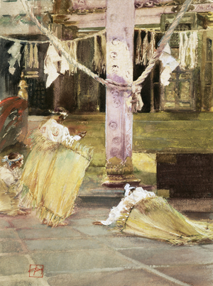 At Prayer, Temple Interior, c.1891 (w/c on paper)