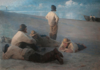 Summer Evening on the Beach at Skagen, 1884 (pastel on canvas)

