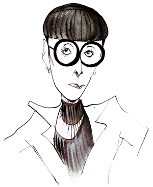 Edith Head, American costume designer (1907 - 1981), caricature with glasses