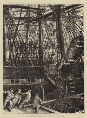 Pits and Pitmen, Coal Whipping in the Pool (engraving)