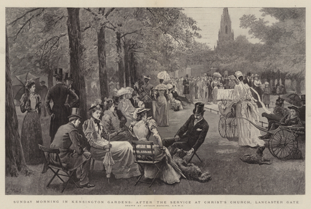 Sunday Morning in Kensington Gardens, after the Service at Christ's Church, Lancaster Gate (engraving)