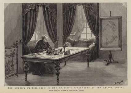 Queen Victoria's writing room in Her Majesty's apartments at the Palace, Coburg (engraving)