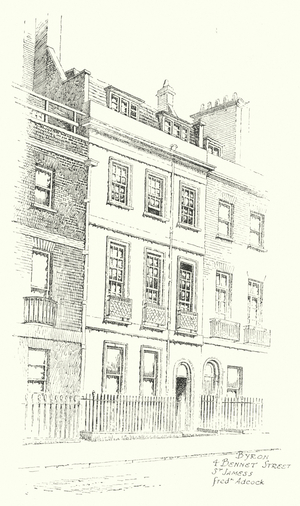 Byron, 4 Bennet Street, St James's (litho)