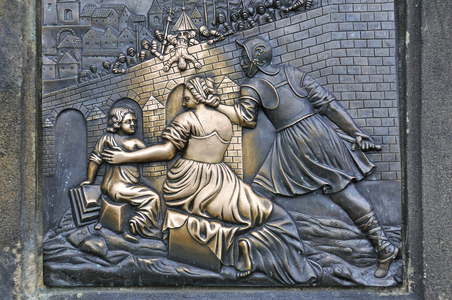 Plaque depicting the martyrdom of Saint John of Nepomuk (metal)