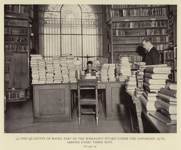 Oxford University: This quantity of books, part of the Bodleian's intake under the copyright acts, arrives every three days (b/w photo)