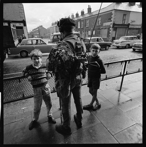 Soldier, with admirers. Falls Road. Belfast., 1969, From Essay: Hibernian Images, 1967/69 (photo)