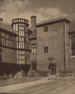 Queen's College, Cambridge (b/w photo)