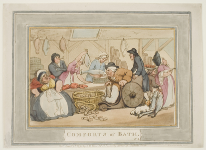 The Fish Market, plate 4 from the series "The Comforts of Bath", 1798 (coloured aquatint)