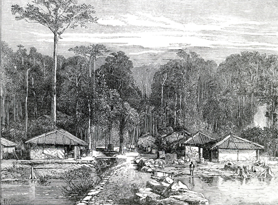 The Andaman Islands: Hope Town with Mount Harriet, showing the pier where Lord Mayo was stabbed, 1872 (engraving)