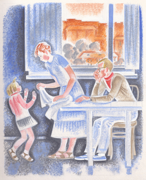 Illustration from 'About the Girl Nastya and the Malicious Invisible Girl' by Yury Vyazemsky, 1986 (gouache on paper)