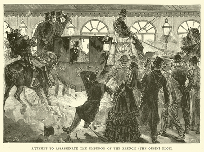Attempt to assassinate the Emperor of the French, the Orsini Plot (engraving)