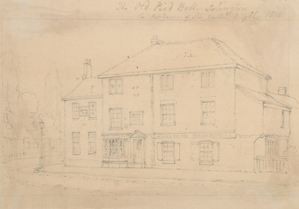 The Old Pied Bull Inn, Islington (ink on paper)