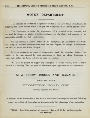 Page from Harrods catalogue, 1903 (litho)