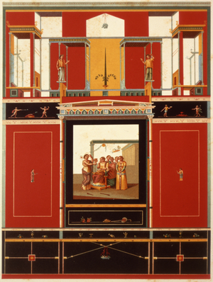 Ancient Pompeian wall painting reproduction, 19th century (watercolour and pencil)