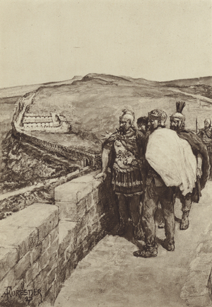 A General looks out from Hadrian's Wall (litho)