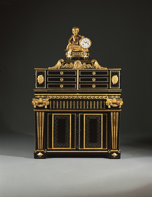Late Louis XV ormolu-mounted and pewter-inlaid ebony cartonnier (ormolu, pewter & wood)