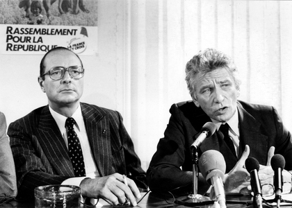 Jacques Chirac With Jean Meo Presenting Rpr Economic Proposals, October 21, 1980 (b/w photo)