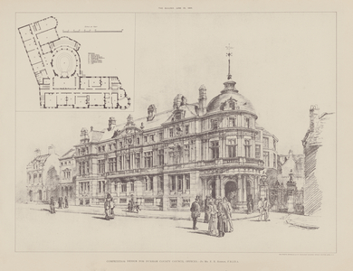 Competition Design for Durham County Council Offices (engraving)