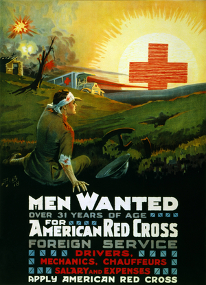 WW I poster USA World War I, American recruitment poster showing a wounded …, 1918 (photo)