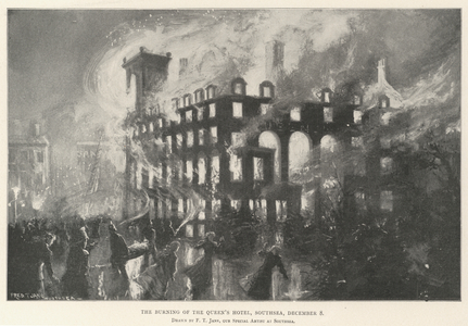 The Burning of the Queen's Hotel, Southsea, 8 December (engraving)