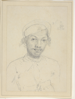 Portrait of a man.Pencil, pen-and-ink, and washMiscellaneous figure studies, made in India between 1786 and 1793.Artist(s): Daniell, Thomas (1749-1840), and Daniell, William (1769-1837)