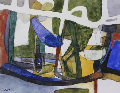 Composition of Green and Blue; Composition Vert et Bleu, (watercolour on paper)