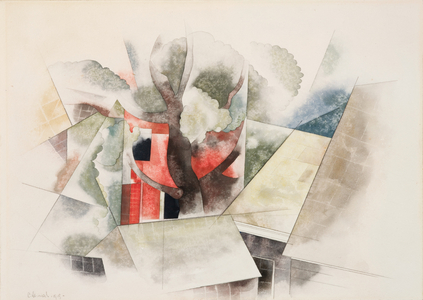 Rooftop and Fantasy, 1918 (w/c & pencil on paper)