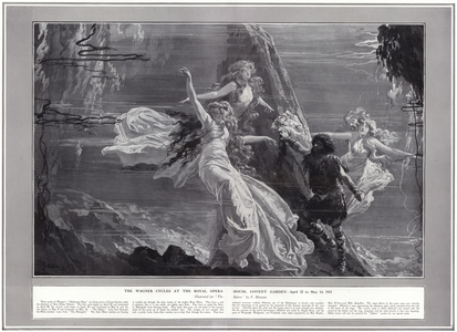 The Wagner Cycles at the Royal Opera House, Covent Garden - April 22 to May 14, 1913. Published in The Sphere, 3 May 1913. (litho)