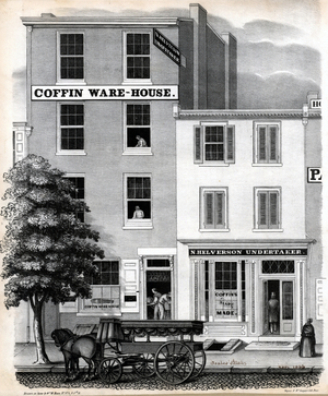 N. Helverson undertaker, 93 Coates Street, Philadelphia, printed by Wagner & M'Guigan, November 1846 (litho)


