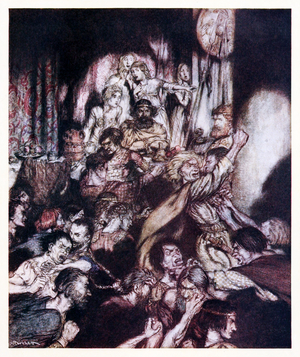 The banqueting hall was in tumult.' from 'The Little Brawl' in 'Irish Fairy Tales'
