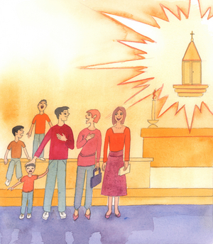 In church, we are on the threshold of Heaven, in the Presence of Christ our God, 2003 (w/c on paper)