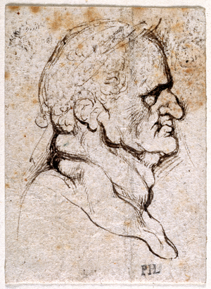 Galba, from ten drawings of eight of the first twelve Caesars, after Giovanni da Cavino's medals (pen & ink on paper)