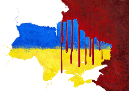 Ukraine bloodied by Russia, 2022 (illustration)