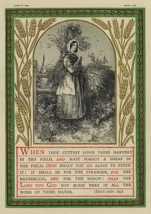When thou cuttest down thine harvest in thy field, Deuteronomy XXIV, 19 (chromolitho)