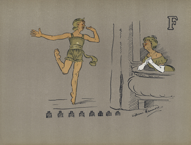 Letter F, Footlight Favourite's Fairy Figure Furiously Fluttering Fair Female's Feelings (colour litho)