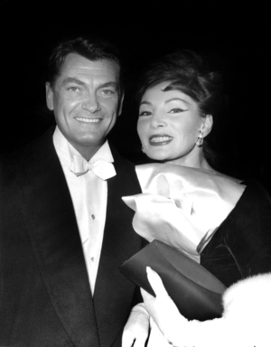 Model Lucie Daouphars, Called Lucky, With Jean Marais at The Premiere of Film Le Miroir A Deux Faces in Chaillot Palace (Paris) on October 5, 1958 (b/w photo)