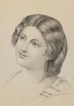 Head of a woman in classical style, c.1870 (pencil with chalk & watercolour on paper)
