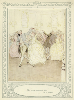 Illustration for Goldsmith's She Stoops to Conquer (colour litho)