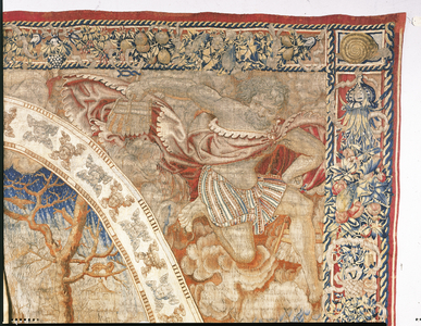 Brussels allegorical tapestry depicting the month of December from 'The Medallion Months', c.1525 (wool & silk)