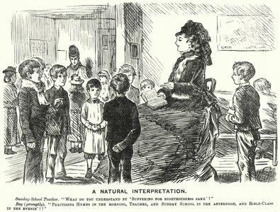 Punch cartoon: A Natural Interpretation - Sunday school scene (engraving)
