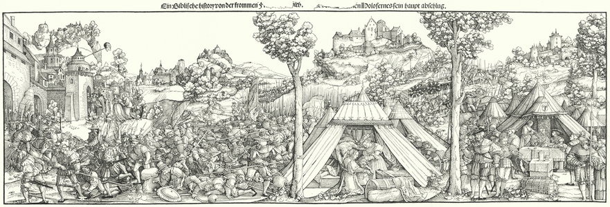Landsknechts fighting a battle at the beginning of the 16th Century (engraving)