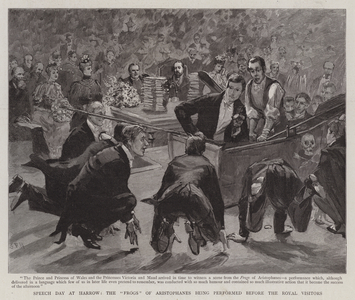 Speech Day at Harrow, the "Frogs" of Aristophanes being performed before the Royal Visitors (engraving)