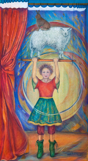 Acrobats, 2013 (watercolour and pastel)