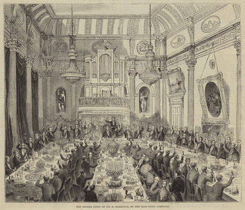 The Dinner given to Sir H Hardinge, by the East India Company (engraving)